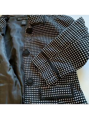 SCOTT TAYLOR Polka dot cotton tailored jacket 3/4 sleeve neutral summer fall